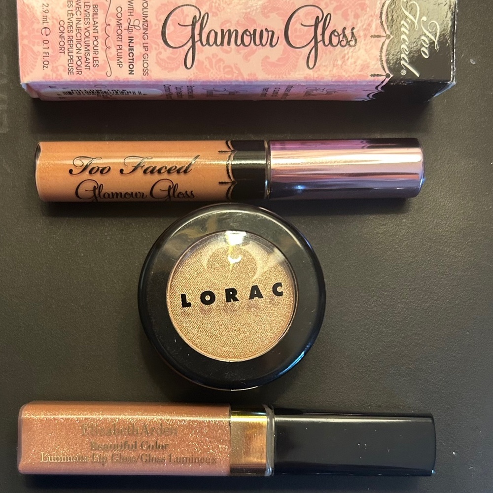*NEW* Makeup Set with Lorac Eyeshadow, Elizabeth Arden and Too Faced Lip Glosses